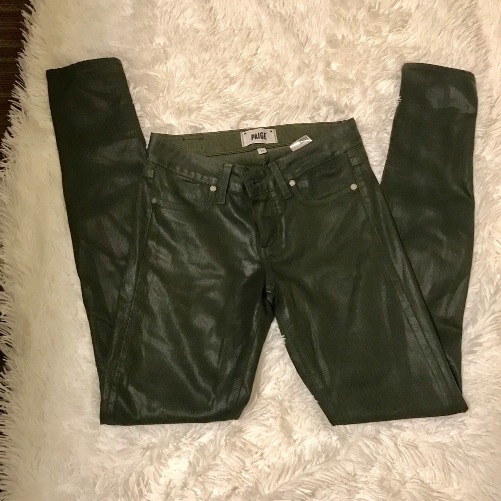 Dark Green Waxed Skinny Jean